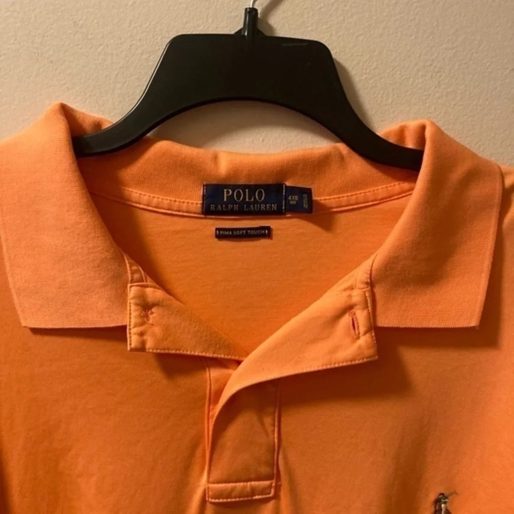Polo Ralph Lauren Polo Shirt 4XB Orange‎ Pullover Short Sleeve Pima Soft Touch